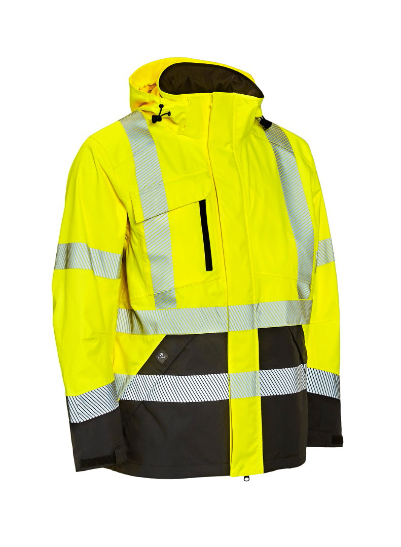 Stretch Regenjacke EN20471 Warngelb/Schwarz 3XL Stretch Regenjacke EN20471