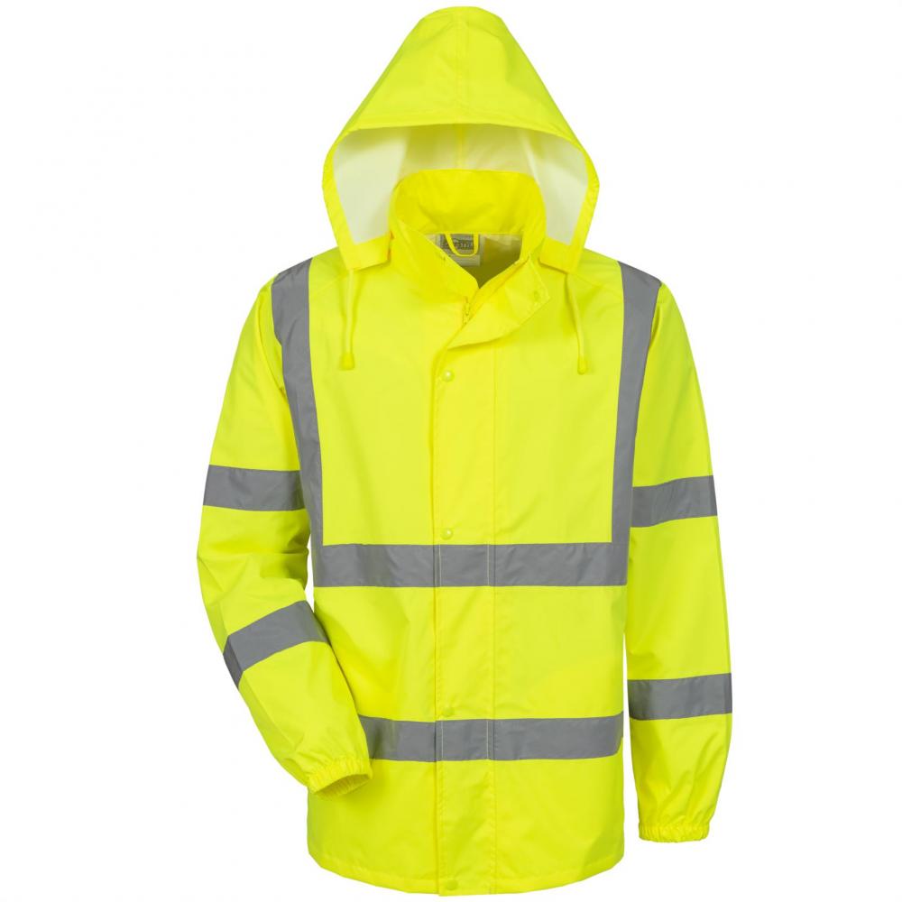 Warnschutz-Regenjacke mit Kapuze EN 2047 gelb 3XL Warnschutz-Regenjacke mit Kapuze EN 20471